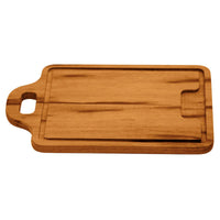 Tábua para Churrasco Retangular Média em Madeira Muiracatiara com Acabamento Envernizado com Alça 34 x 23 cm