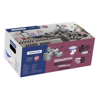 Kit 47 peças para Cozinha com Panelas Antiaderentes em Alumínio, Talheres, Facas e Utensílios Domésticos