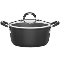 Caçarola Mônaco Induction em Alumínio com Revestimento Interno e Externo Antiaderente Starflon Premium Preto com Tampa de Vidro 28 cm 6,4 L