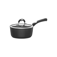 Panela Mônaco Induction em Alumínio com Revestimento Interno e Externo Antiaderente Starflon Premium Preto com Tampa de Vidro 18 cm 2 L
