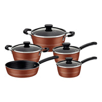 Jogo de Panelas Sicília em Alumínio com Revestimento Interno e Externo em Antiaderente Starflon Excellent Bronze 05 Peças