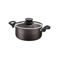 Caçarola Paris em Alumínio com Revestimento Interno e Externo em Antiaderente Starflon Max Chumbo com Tampa de Vidro 20 cm 2,9 L