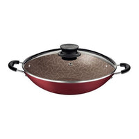 Wok Paris em Alumínio com Revestimento Interno e Externo em Antiaderente Starflon Max Vermelho com Tampa de Vidro 36 cm 6,0 L