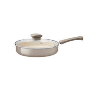 Frigideira Reta Veronese em Alumínio Reciclado com Revestimento Interno Cerâmico e Externo Siliconado Bege Mineral com Tampa 22 cm 1,7 L
