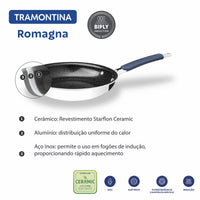 Panela Romagna em Aço Inox e Alumínio com Revestimento Interno Cerâmico Black Stone 18 cm 2,25 L