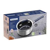 Panela Romagna em Aço Inox e Alumínio com Revestimento Interno Cerâmico Black Stone 18 cm 2,25 L