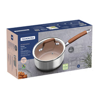 Panela Romagna em Aço Inox e Alumínio com Revestimento Interno Cerâmico Marfim 18 cm 2,25 L