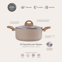 Jogo de Panelas com Indução Antiaderente Ceramic Life Smart Plus 7 Peças - areia