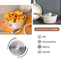 Jogo de Panelas Antiaderente Ceramic Life 6 Peças Sirius com Indução Vanilla