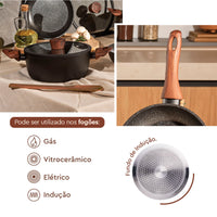 Jogo de Panelas Antiaderente Ceramic Life 6 Peças Sirius com Indução Preto