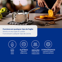 Panela Grano em Aço Inox Corpo Triplo com Tampa e Cabo 16 cm 1,7 L