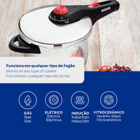 Panela de Pressão Solar em Aço Inox Fundo Triplo com 5 Dispositivos de Segurança 22 cm 6 L