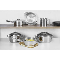 Jogo de Panelas Solar em Aço Inox com Fundo Triplo e Tampas de Inox 6 Peças