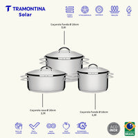 Jogo de Panelas Solar em Aço Inox com Fundo Triplo 3 Peças