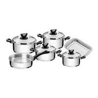 Jogo de Panelas Solar Baquelite em Aço Inox Fundo Triplo com Cabos e Alças de Baquelite 6 Peças