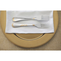 Faqueiro Renascença em Aço Inox com Facas de Mesa Detalhes em Ouro Acabamento Brilho e Fosco Estojo de Madeira 130 Peças