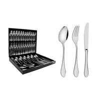 Faqueiro Italy em Aço Inox com Facas de Mesa 6mm Acabamento Alto Brilho e Estojo de Madeira 76 Peças