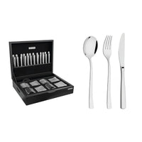 Faqueiro Berlin Brilho em Aço Inox com Acabamento Alto Brilho com Estojo de Madeira 101 Peças