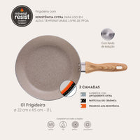 Jogo de Panelas com Indução Antiaderente Ceramic Life Smart Plus 7 Peças - areia