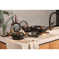 Jogo de Panelas Antiaderente Ceramic Life 6 Peças Sirius com Indução Preto