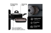 Jogo de Panelas Antiaderente Ceramic Life 6 Peças Smart Plus Preto