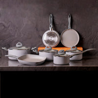 Jogo de Panelas Antiaderente Ceramic Life 7 Peças Marble Blend com Indução Cinza Claro