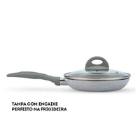 Jogo de Panelas Antiaderente Ceramic Life 7 Peças Marble Blend com Indução Cinza Claro