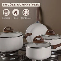 Jogo de Panelas Antiaderente Ceramic Life 7 Peças Smart Plus Vanilla