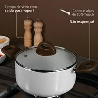 Jogo de Panelas Antiaderente Ceramic Life 7 Peças Smart Plus Vanilla