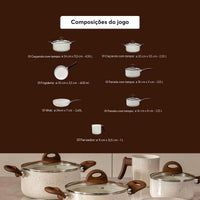 Jogo de Panelas Antiaderente Ceramic Life 7 Peças Smart Plus Vanilla