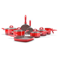 Jogo de Panelas Antiaderente Ceramic Life 8 Peças Smart Plus Vermelho