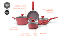 Jogo de Panelas Antiaderente Ceramic Life 4 Peças Berry Vermelho Carmin