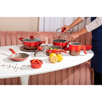 Jogo de Panelas Antiaderente Ceramic Life 5 Peças Easy Vermelho