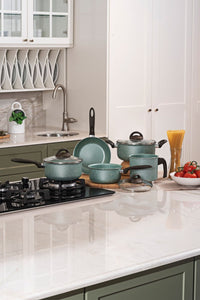 Jogo de Panelas Antiaderente Ceramic Life 5 Peças Suprema Verde