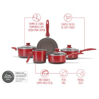 Jogo de Panelas Antiaderente Ceramic Life 5 Peças Easy Vermelho