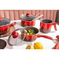 Jogo de Panelas Antiaderente Ceramic Life 5 Peças Easy Vermelho