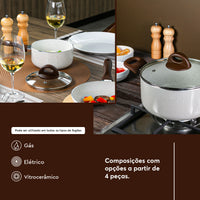 Jogo de Panelas Antiaderente Ceramic Life 8 Peças Smart Plus Vanilla