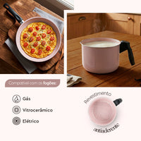 Jogo de Panelas 10 Peças Ceramic Life Floria Rosa