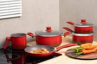 Jogo de Panelas Antiaderente Ceramic Life 5 Peças Easy Vermelho