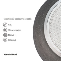 Jogo de Panelas Antiaderente Ceramic Life 6 Peças Marble Wood com Indução Cinza Escuro