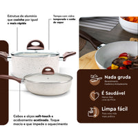 Jogo de Panelas Antiaderente Ceramic Life 8 Peças Smart Plus Vanilla