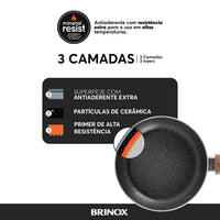 Jogo de Panelas com Indução Antiaderente Ceramic Life Smart Plus 5 Peças Granito