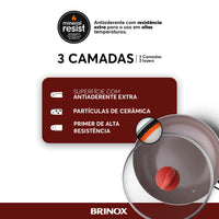 Jogo de Panelas Antiaderente Ceramic Life 8 Peças Smart Plus Vermelho