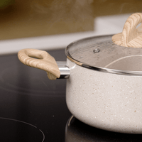 Jogo de Panelas com Indução Antiaderente Ceramic Life Smart Plus 7 Peças - areia