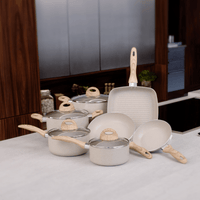 Jogo de Panelas com Indução Antiaderente Ceramic Life Smart Plus 7 Peças - areia
