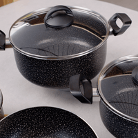 Jogo de Panelas Antiaderente Ceramic Life 6 Peças Suprema Preta