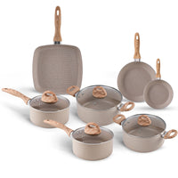 Jogo de Panelas com Indução Antiaderente Ceramic Life Smart Plus 7 Peças - areia